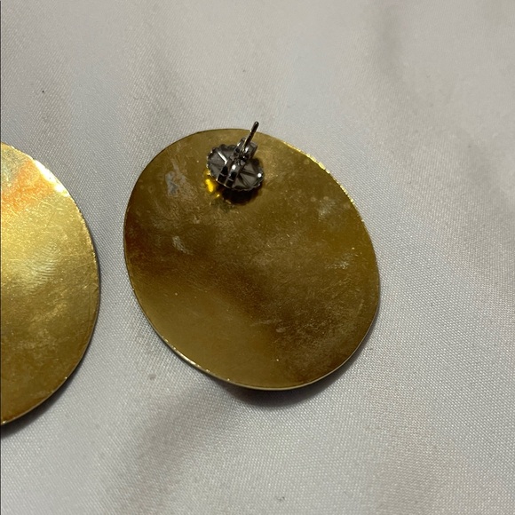 Black Marbled Oval Statement Stud Earrings - Picture 7 of 8